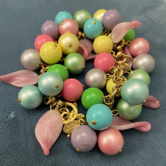 Vintage Alice Caviness Pastel Bauble Gold Bracelet - Picture 8 of 9